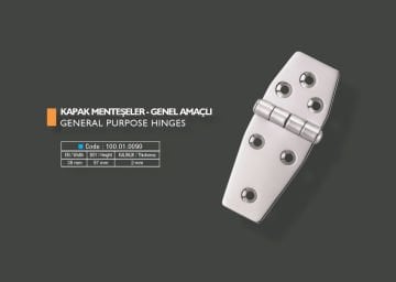 Armetal Sabit Kapak Tipi Menteşe Polisajlı 304 Kalite 38X97X2,0 Mm (Kısa Köşeli - Uzun Köşeli)