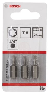 Bosch Vidalama Ucu Extra Hard T8x25 mm (3 Adet) - 2607001601
