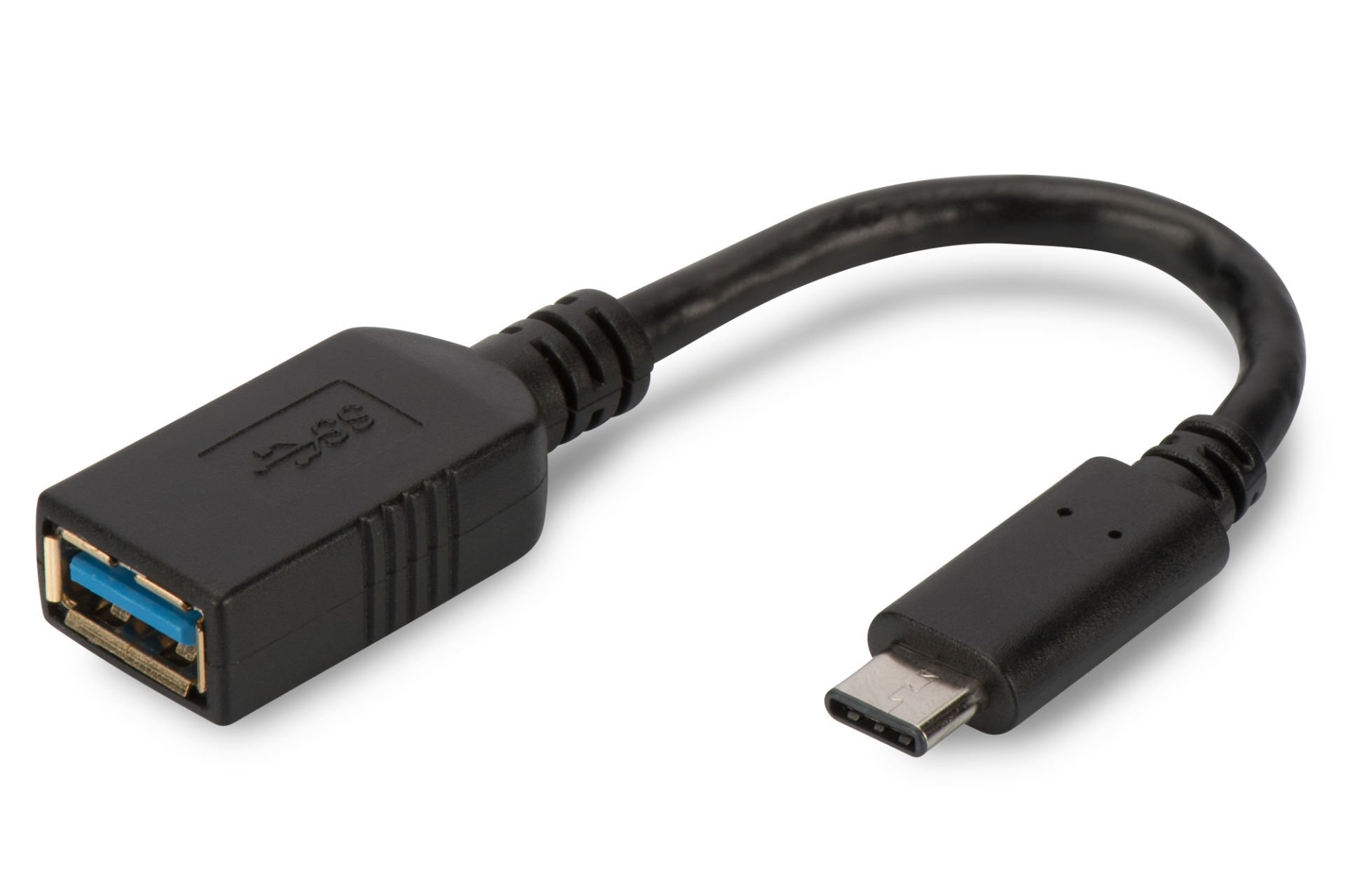 Assmann Usb Tip C Adaptörü, On-The-Go (Otg), Usb Tip C Erkek Usb Tip A Dişi, 0,15 Mt, Super Speed, Usb 3.0, Siyah Renk
