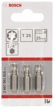 Bosch Vidalama Ucu Extra Hard T25x25 mm (3 Adet) - 2607001615