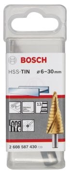 Bosch Spiral Kanallı HSS-TiN 13 Kademeli Matkap Ucu Üç Yüzeyli Şaft Ø6-30 mm - 2608587430