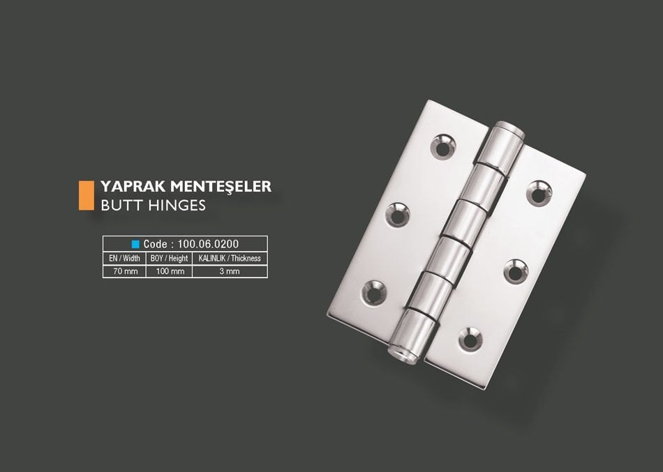 Armetal Yaprak Menteşe Polisajlı 304 Kalite 75X100X3,0 Mm