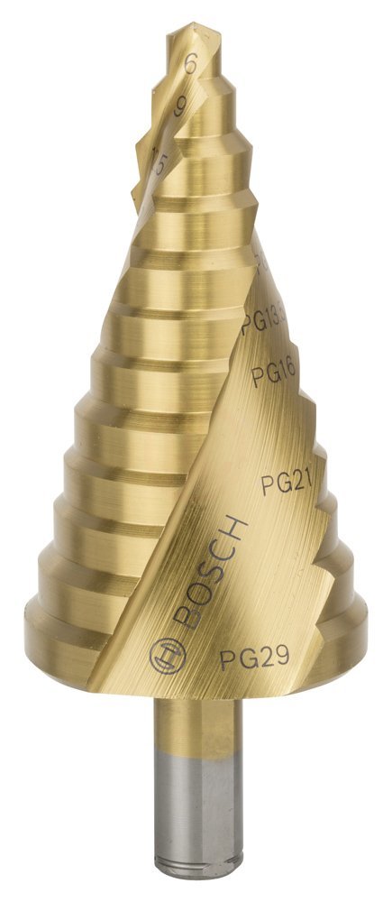 Bosch Spiral Kanallı HSS-TiN 12 Kademeli Matkap Ucu Üç Yüzeyli Şaft PG7 - PG29 - 2608587435