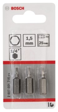 Bosch Vidalama Ucu Extra Hard HEX1,5x25 mm (3 Adet) - 2607001716