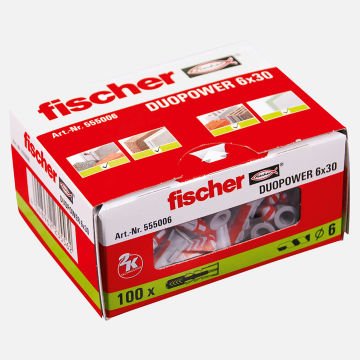 Fischer Plastik Dübel Duopower 6x30 (1 Paket/100 Adet)