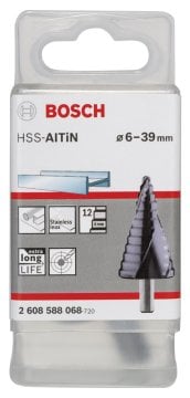 Bosch Spiral Kanallı HSS-AlTiN 12 Kademeli Matkap Ucu Üç Yüzeyli Şaft Ø6-39 mm - 2608588068