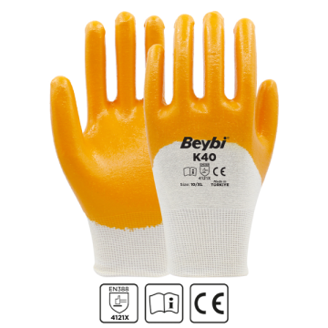 Beybi K40 Pamuk Astarlı Likralı Örme Eldiven Sarı No 10