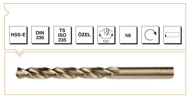 MTE Silindirik Saplı Kısa Metal Matkap Ucu HSS-E DIN 338 RN Altın Seri 3,3x65 mm