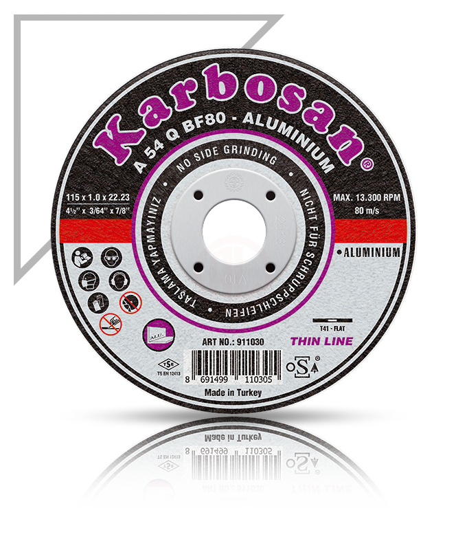 Karbosan Alüminyum İnce Kesme Disk T41 Düz 115x1,0x22,23 mm A 54 R BF80 - KAR911030