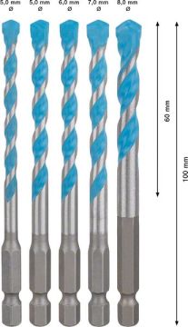 Bosch Çok Amaçlı Matkap Ucu Expert HEX-9 MC Set (5 Parça) (5,5/6/6/7/8 mm) - 2608900586