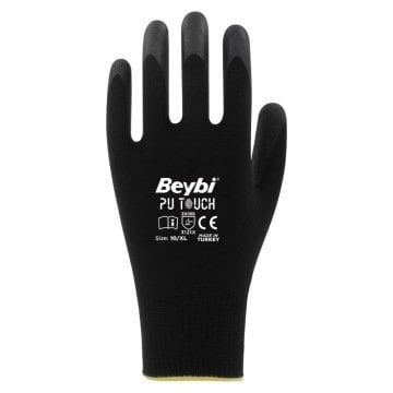Beybi PU Touch Poliüretan Kaplı Eldiven Siyah No 8
