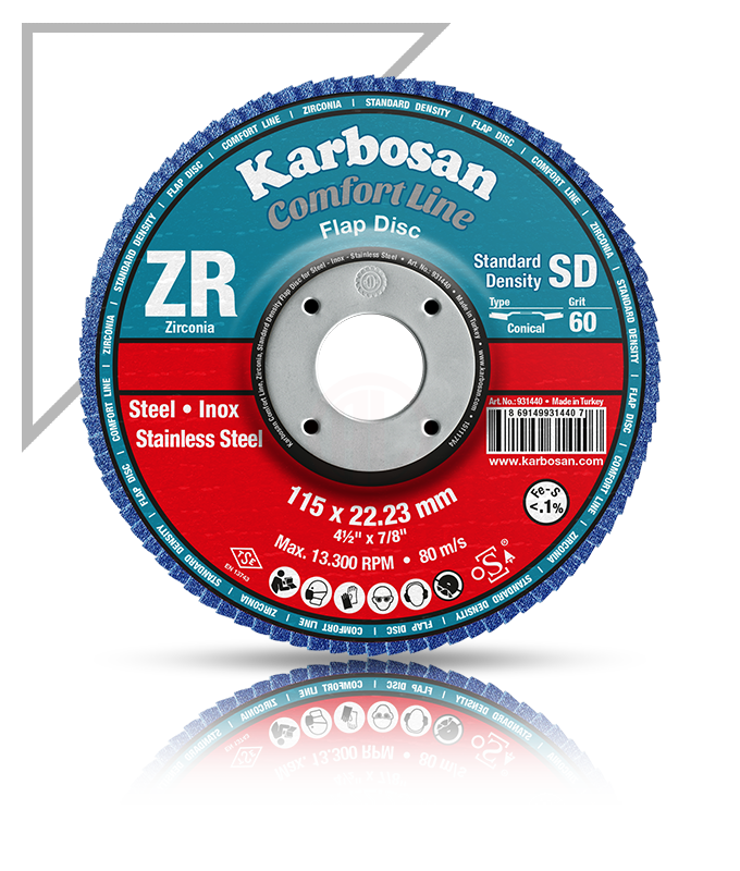 Karbosan Comfort Line Zirkonyum Standart Yoğunluk Flap Disk Konik 125 mm 40 Kum - KAR982410