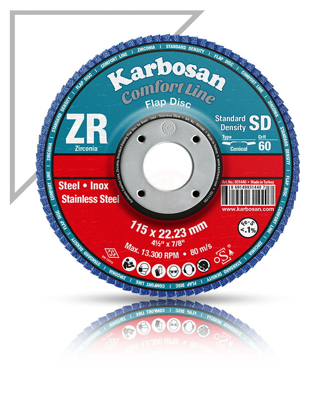 Karbosan Comfort Line Zirkonyum Standart Yoğunluk Flap Disk Konik 125 mm 40 Kum - KAR982410