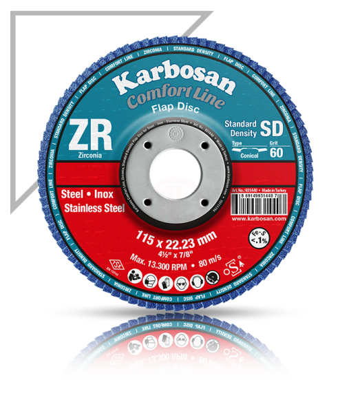 Karbosan Comfort Line Zirkonyum Standart Yoğunluk Flap Disk Konik 125 mm 40 Kum - KAR982410