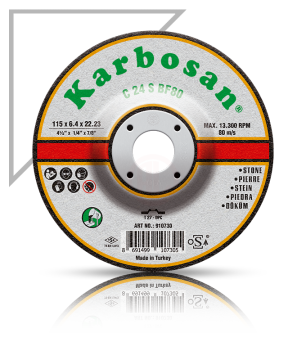 Karbosan Döküm Taşlama Disk T27 Bombeli 115x6,4x22,23 mm C 24 S BF80 - KAR910730