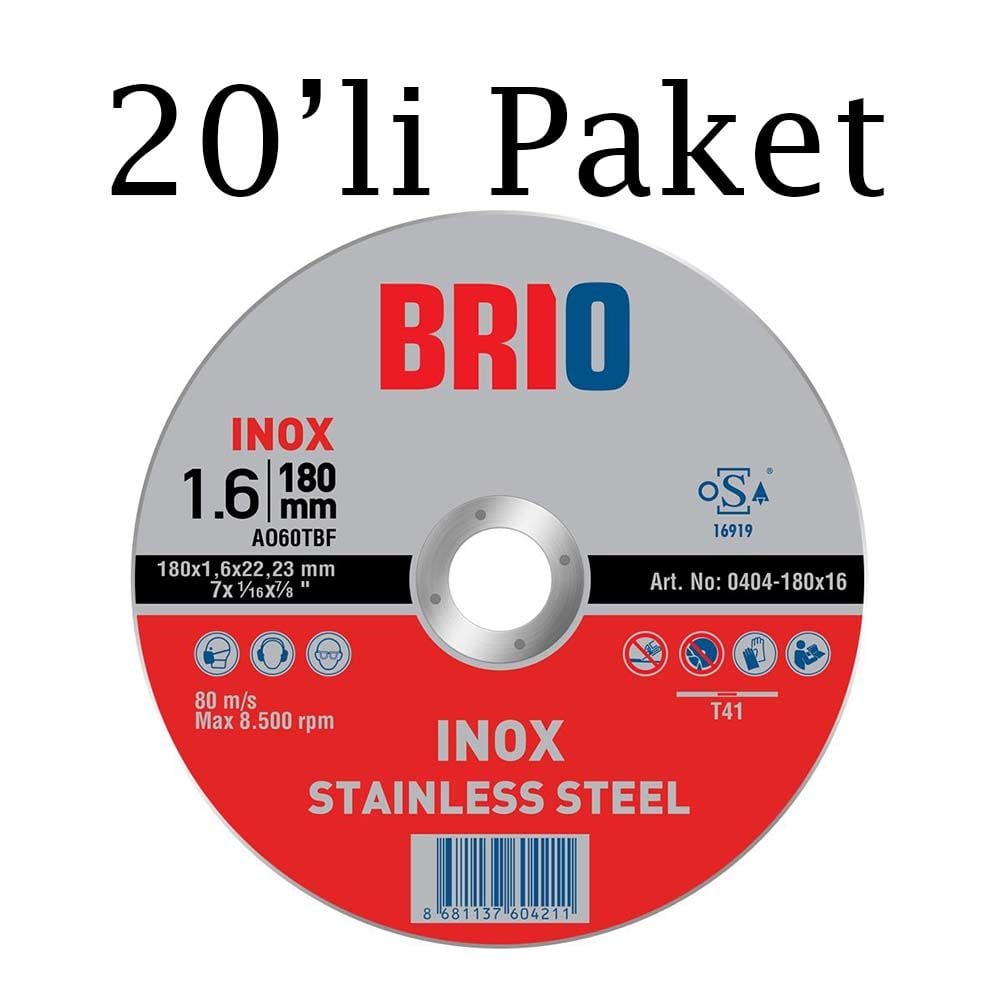 Brio Kesme Tası 180X16 Inox 20'li