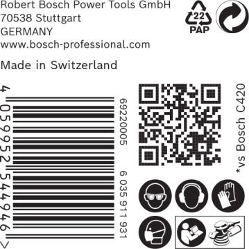 Bosch Expert Zımpara Kağıdı C470 125 Mm 400 Kum 0 Delikli 50 Li Paket - 2608901156