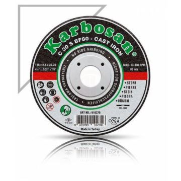 Karbosan Döküm Kesme Disk T41 Düz 115x2,5x22,23 mm C 30 S BF80 - KAR910270