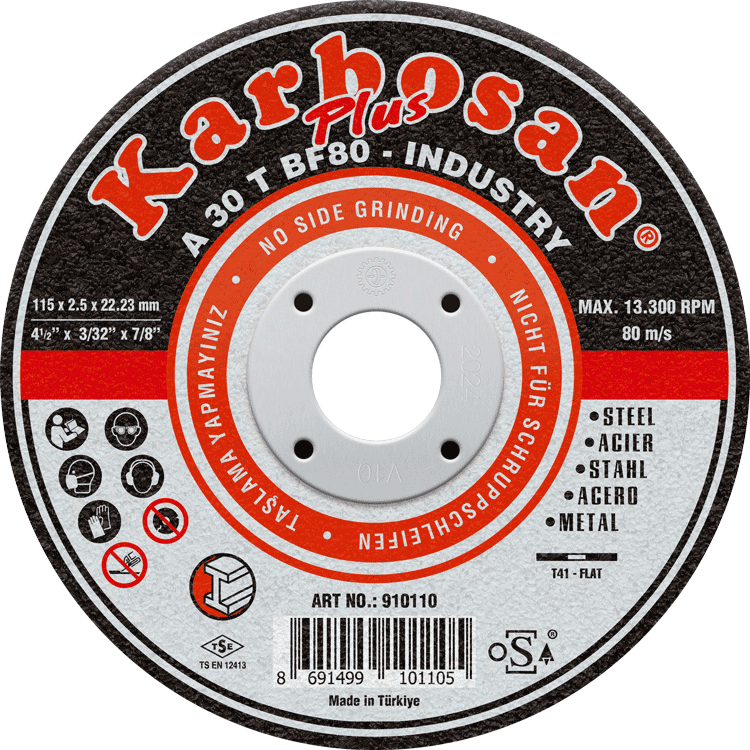 Karbosan Endüstriyel Metal Plus Kesme Disk T41 Düz 125x2,5x22,23 mm A 30 T BF80 - KAR910120
