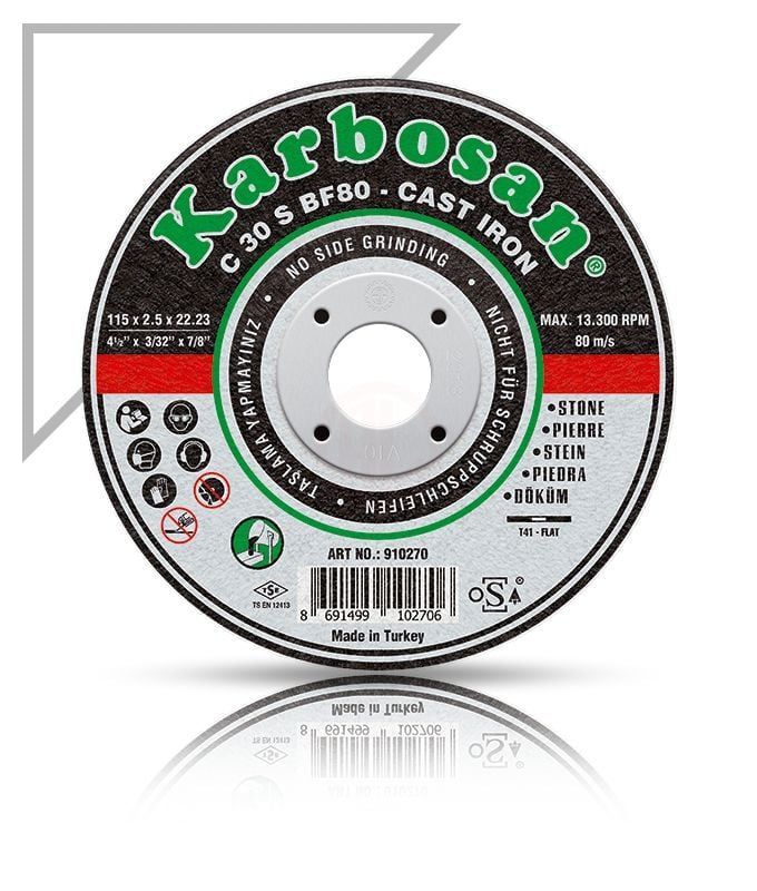 Karbosan Döküm Kesme Disk T41 Düz 115x2,5x22,23 mm C 30 S BF80 - KAR910270