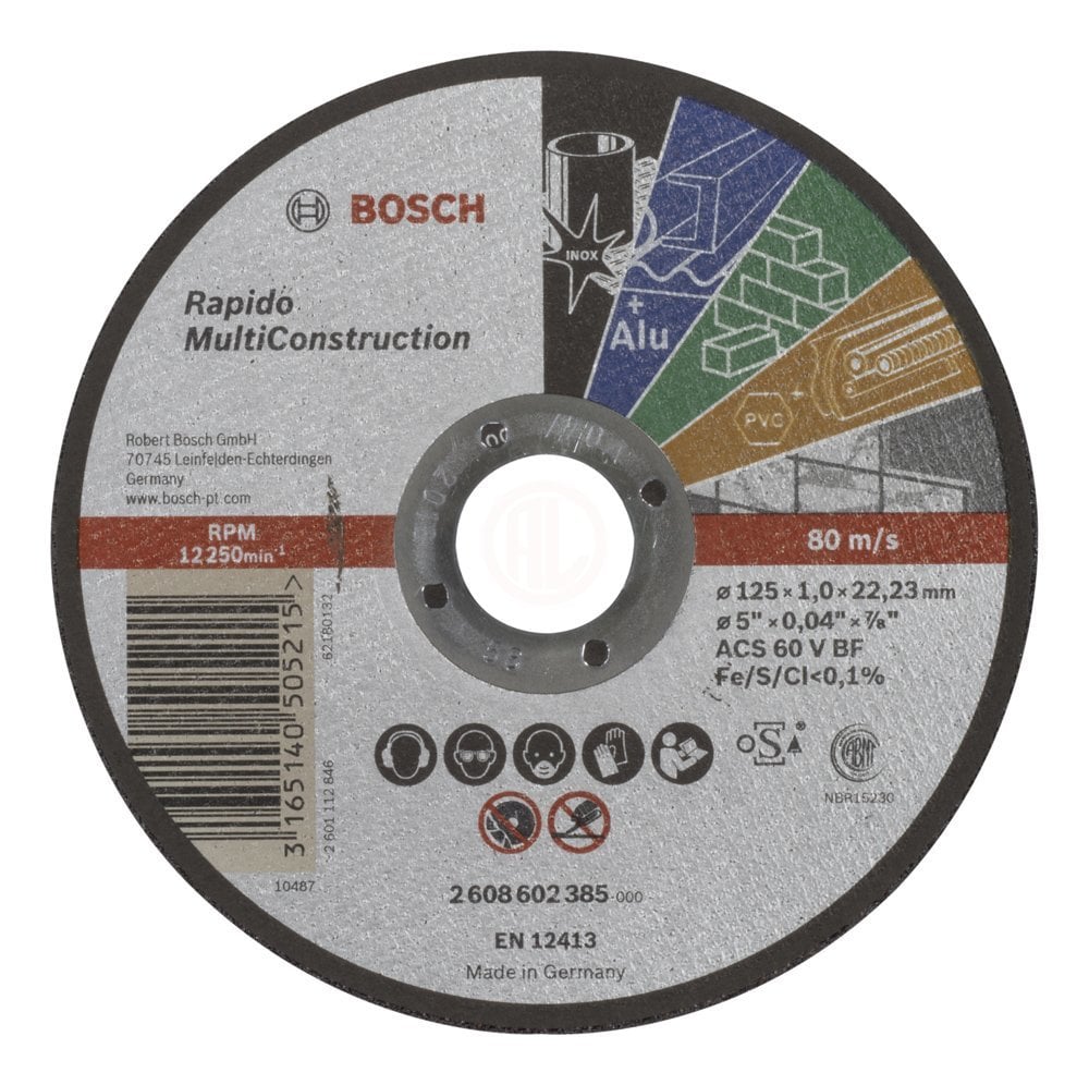 Bosch Çok Amaçlı Kesme Diski Rapido Multi Construction Düz 125x22,23x1,0 mm (ACS 60 V BF) - 2608602385