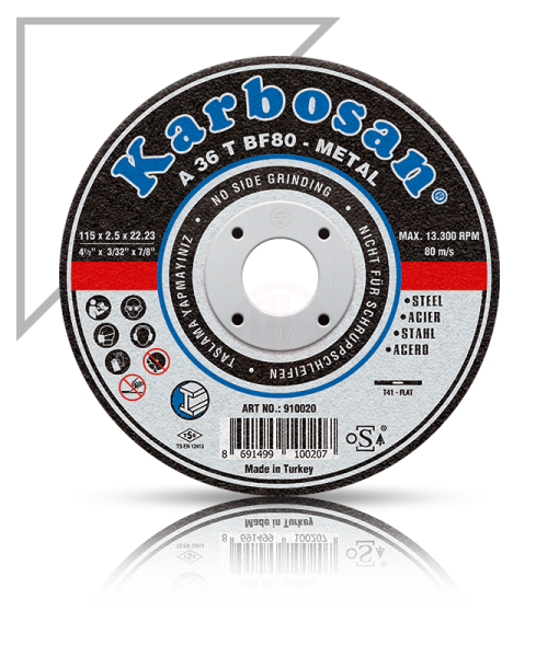 Karbosan Metal Kesme Disk T41 Düz 100x2,5x16 mm A 36 T BF80 - KAR910010