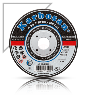 Karbosan Metal Kesme Disk T41 Düz 100x2,5x16 mm A 36 T BF80 - KAR910010