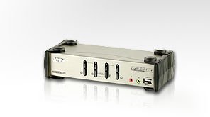 Aten 4 Port Lu Usb Kvm (Keyboard/Video Monitor/Mouse) Switch, Mikrofon Ve Hoparlör Bağlantısı Mevcut + 2 Portlu Usb (2.0) Hub, Masaüstü Tip, Kvm Bağlantı Kablosu Ürün Beraberinde Gelmektedir