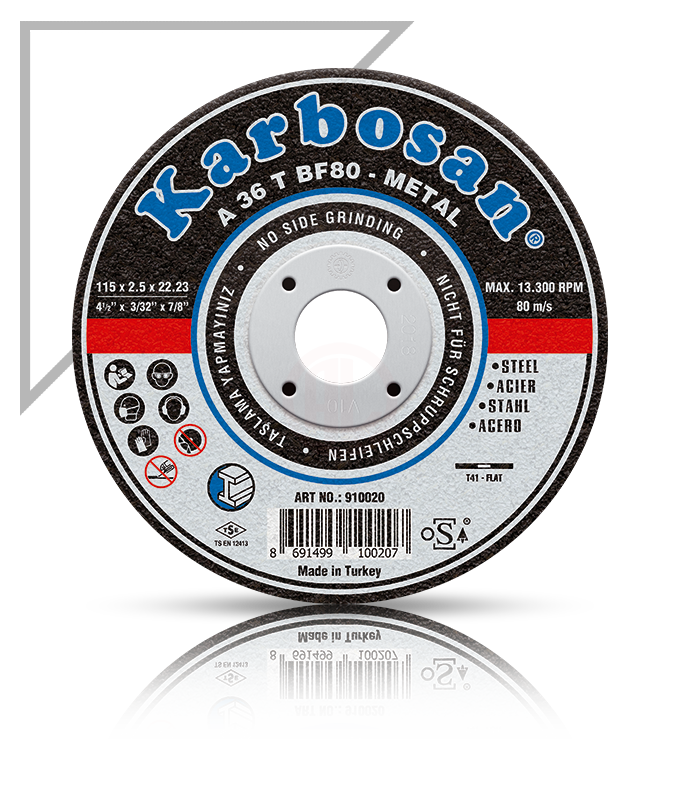 Karbosan Metal Kesme Disk T41 Düz 125x3,0x22,23 mm A 36 T BF80 - KAR910920