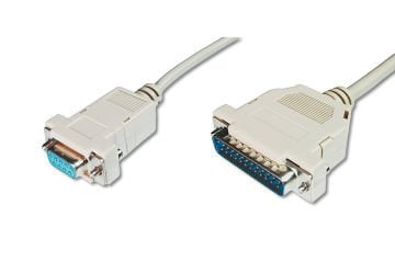 Assmann Yazıcı Kablosu, D-Sub25 Erkek - Db9 Dişi, 3 Mt, Awg 28, Vidalı, Bej Renk