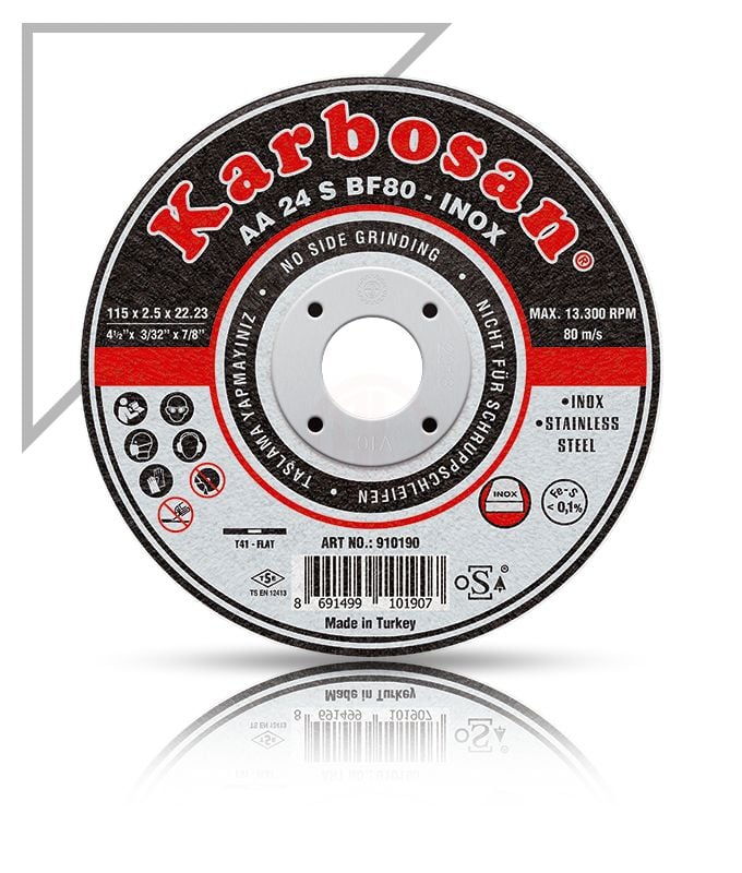 Karbosan Paslanmaz Çelik (Inox) İnce Kesme Disk T41 Düz 180x1,9x22,23 mm AA 36 R BF80 - KAR910420