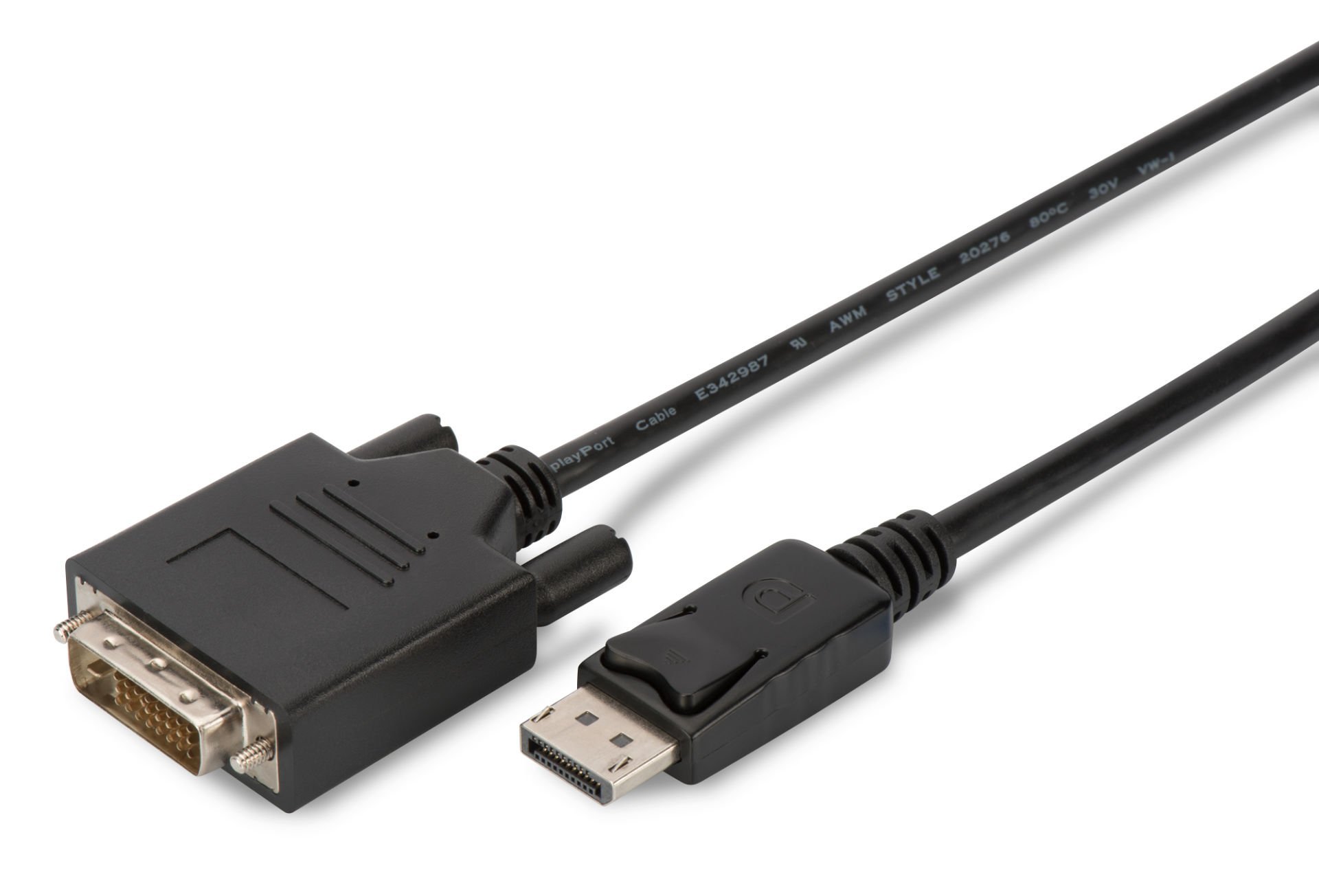 Assmann Displayport (Dp) Dvı Kablosu, Dp Erkek - Dvı (24+1) Erkek, 5 Mt, Kilit Mekanizmalı, Awg28, 2X Zırhlı, Dp 1.1A Uyumlu, Ul, Ce, Siyah Renk