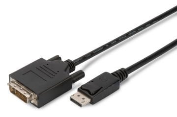 Assmann Displayport (Dp) Dvı Kablosu, Dp Erkek - Dvı (24+1) Erkek, 5 Mt, Kilit Mekanizmalı, Awg28, 2X Zırhlı, Dp 1.1A Uyumlu, Ul, Ce, Siyah Renk