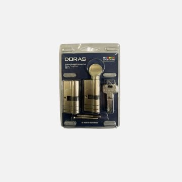 Doras 68 mm Topuzlu Pirinç Barel Tuzaklı Alt Üst Seti Bilyalı Anahtar (Blister)