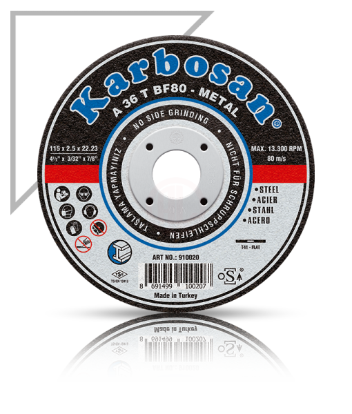 Karbosan Metal Kesme Disk T42 Bombeli 180x3,0x22,23 mm A 36 T BF80 - KAR910090
