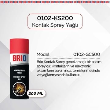 Brio Elektronik Kart Devre Kontak Temizleyici Sprey 200 Ml Yağlı