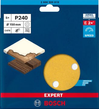 Bosch Expert Zımpara Kağıdı C470 150 M 240 Kum 6 Delikli 5 Li Paket - 2608900819