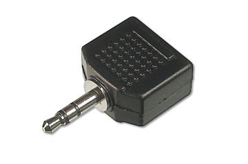 Assmann Stereo Ses Adaptörü, 1 X 3.5Mm Erkek Yuva - 2 X 3.5Mm Dişi Yuva, Plastik, Siyah Renk