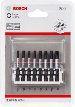 Bosch Vidalama Ucu Impact Control Set (8 Parça Tx50 mm) - 2608522329