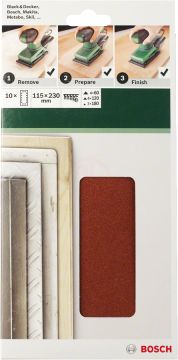Bosch Titreşimli Zımpara Kağıdı 14 Delik 115x230 mm Set (10 Parça) - 2609256B25