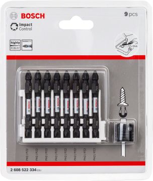 Bosch Vidalama Ucu Çift Taraflı Impact Control PH2-PZ2x65 mm (9 Parça) (Mıknatıslı Tutucu) - 2608522334