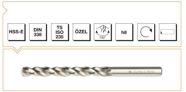 MTE Silindirik Saplı Kısa Metal Matkap Ucu HSS-E DIN 338 RN Gümüş Seri 3,0x61 mm