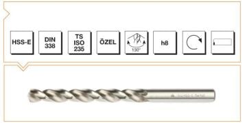 MTE Silindirik Saplı Kısa Metal Matkap Ucu HSS-E DIN 338 RN Gümüş Seri 5,2x86 mm
