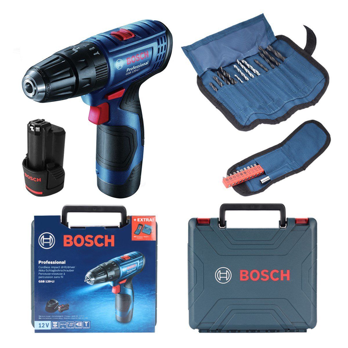 Bosch GSB 120-LI + 23 Parça Vidalama Seti
