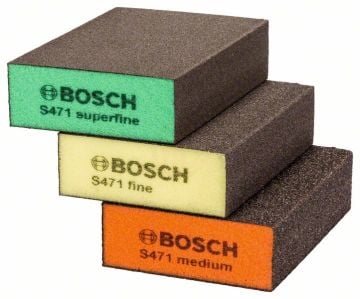 Bosch Sünger Zımpara Dört Taraflı Takoz S471 Best For Flat - Edges Set (3 Parça M+F+SF) - 2608621253