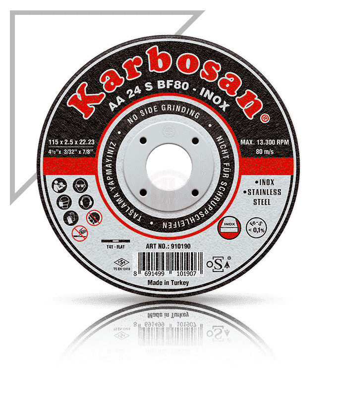 Karbosan Paslanmaz Çelik (Inox) İnce Kesme Disk T41 Düz 125x1,6x22,23 mm AA 46 R BF80 - KAR910410