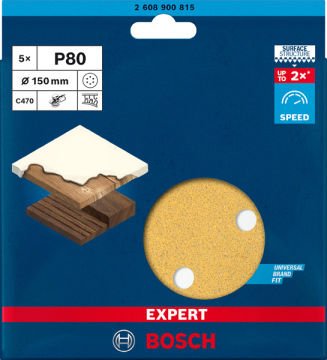 Bosch Expert Zımpara Kağıdı C470 150 Mm 80 Kum 6 Delikli 5 Li Paket - 2608900815
