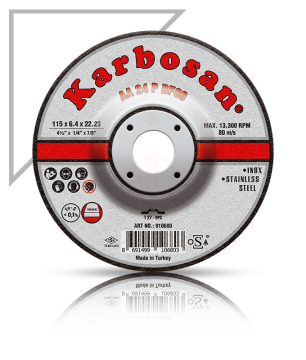 Karbosan Paslanmaz Çelik (Inox) Taşlama Disk T27 Bombeli 180x8,0x22,23 mm AA 24 P BF80 - KAR910710