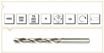 MTE Silindirik Saplı Kısa Metal Matkap Ucu HSS DIN 338 RN Taşlanmış 1,8x46 mm
