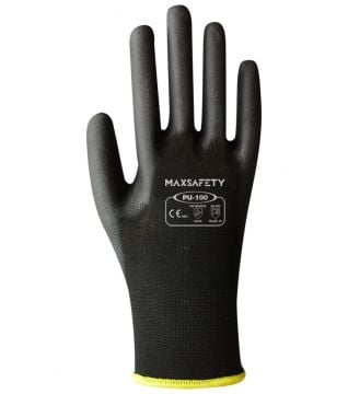 Maxsafety Poliüretan Kaplı İş Eldiveni Pu-100 Siyah No 09